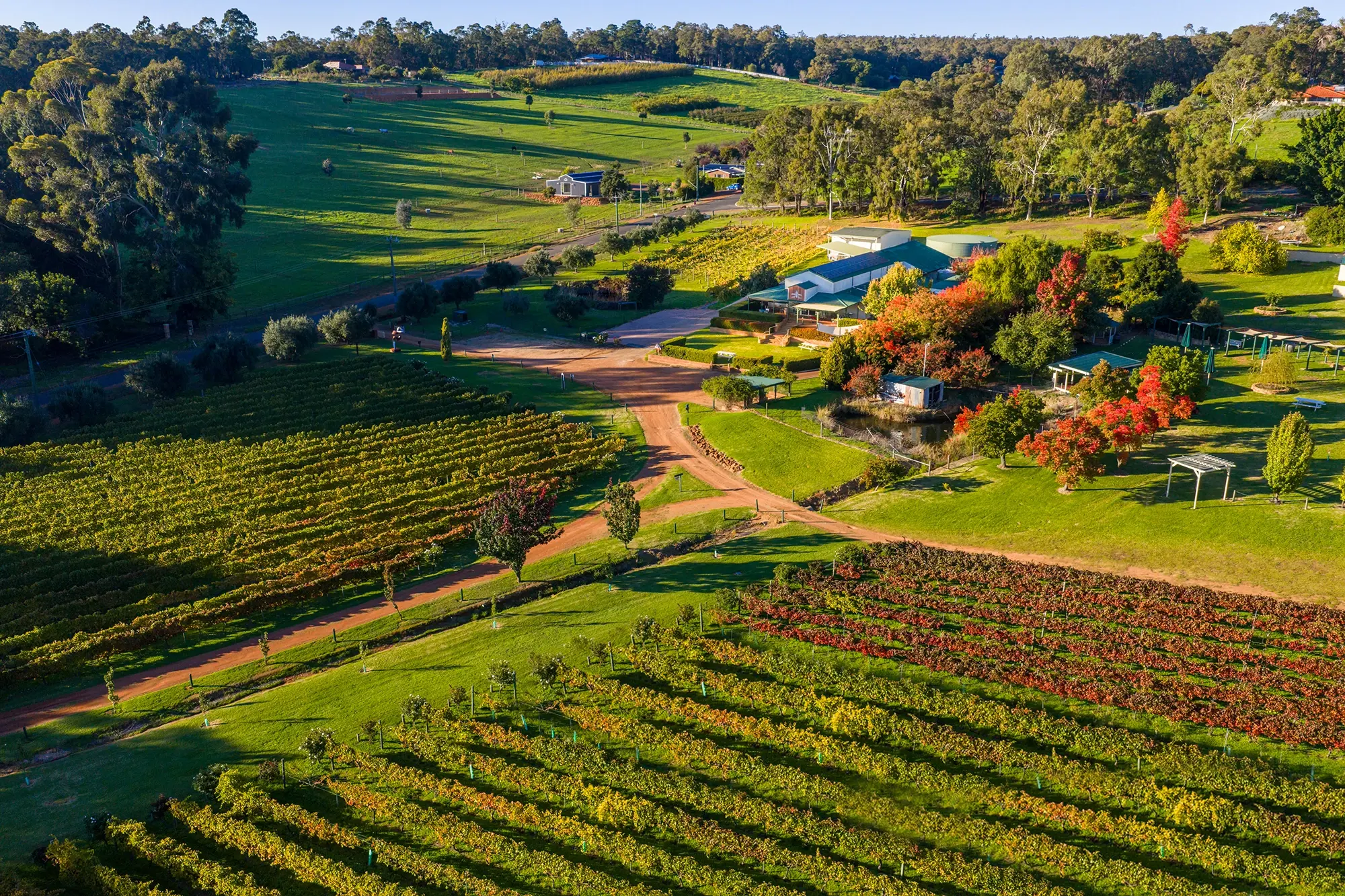 a aerial view of a farm