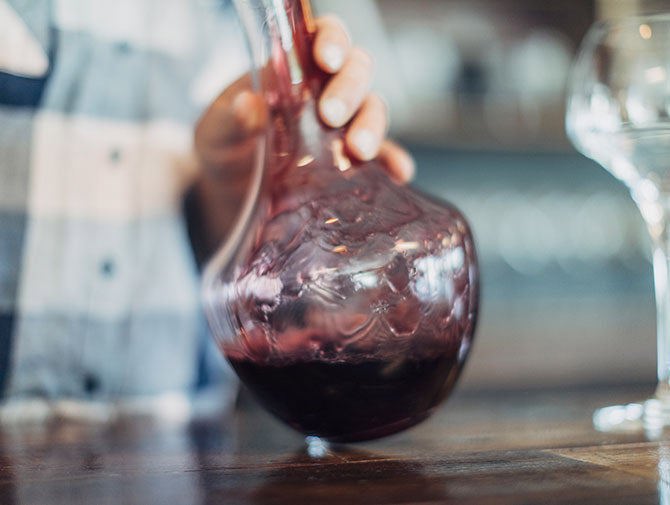 Red wine in decanter
