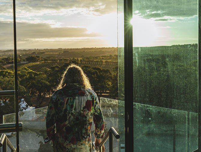 Chester Osborne overlooking his vineyards